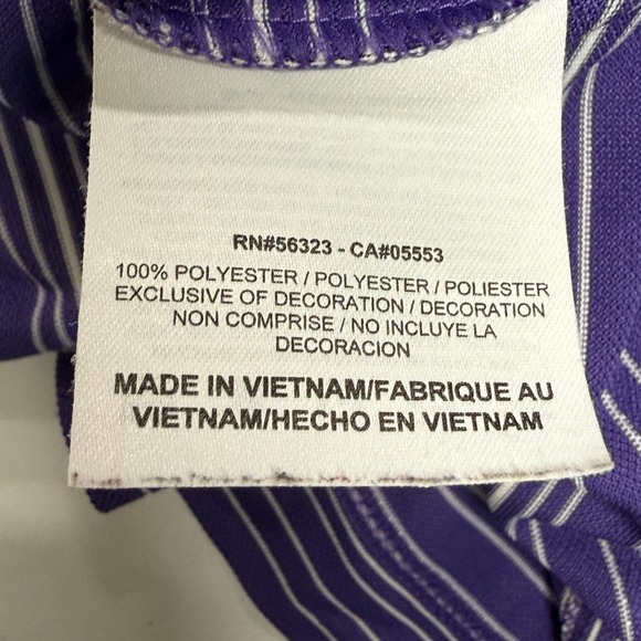 Nike Golf Shirt Mens XL Purple White Striped Dri-FIT Short Sleeve Polo Wicking - Picture 7 of 9